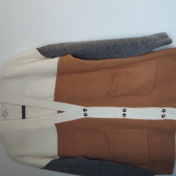 Madewell, Allston Double Button Cardigan sweater Colorblock, size M - Picture 3 of 9